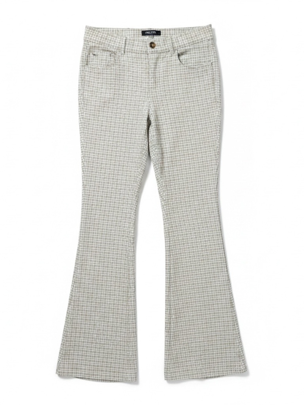 Hollister Light Green Plaid High-Waist Flare Leg Bell Bottom Pants Jeans Size S